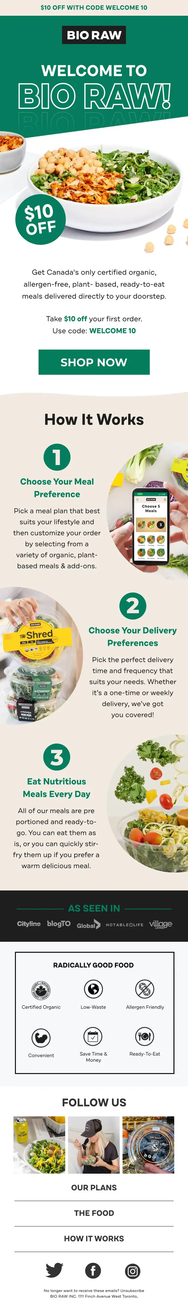 Bio Raw email design
