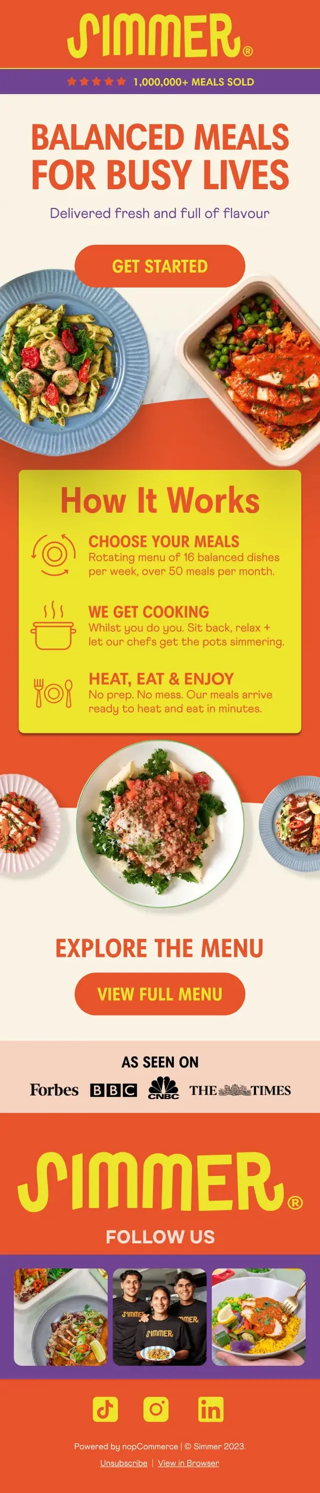 Simmer email design