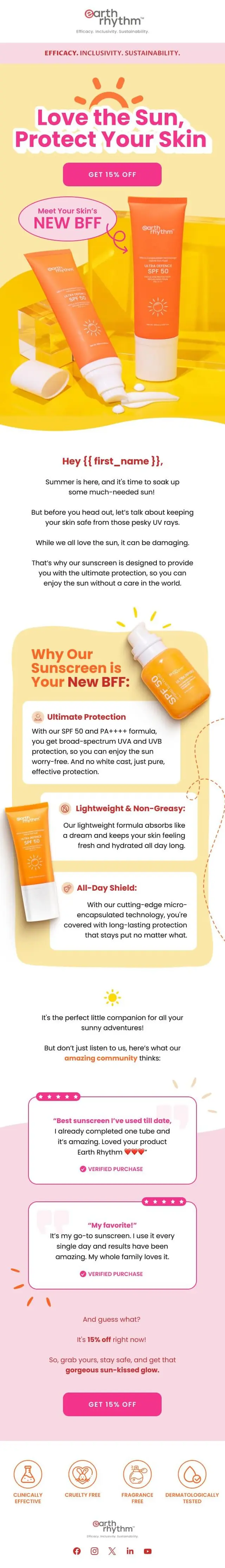 Ultra Defence skincare email design